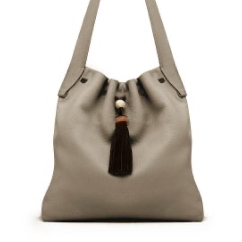 ELIZABETH AND JAMES Grey Pebbled Leather Teddy Hobo Shoulder Bag - $525.